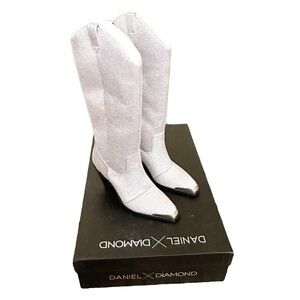NIB DANIEL X DIAMOND North Jewel Cave Knee High Western Boot Silver 6.5